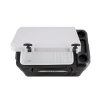 Nevera portátil de compresión Mestic con tapa abierta, diseño compacto en blanco y negro para autocaravana